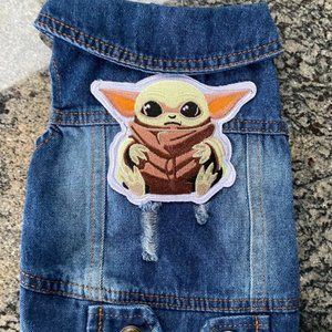 Jean cat yoda Embroidered Dog Denim Jacket M limited alien